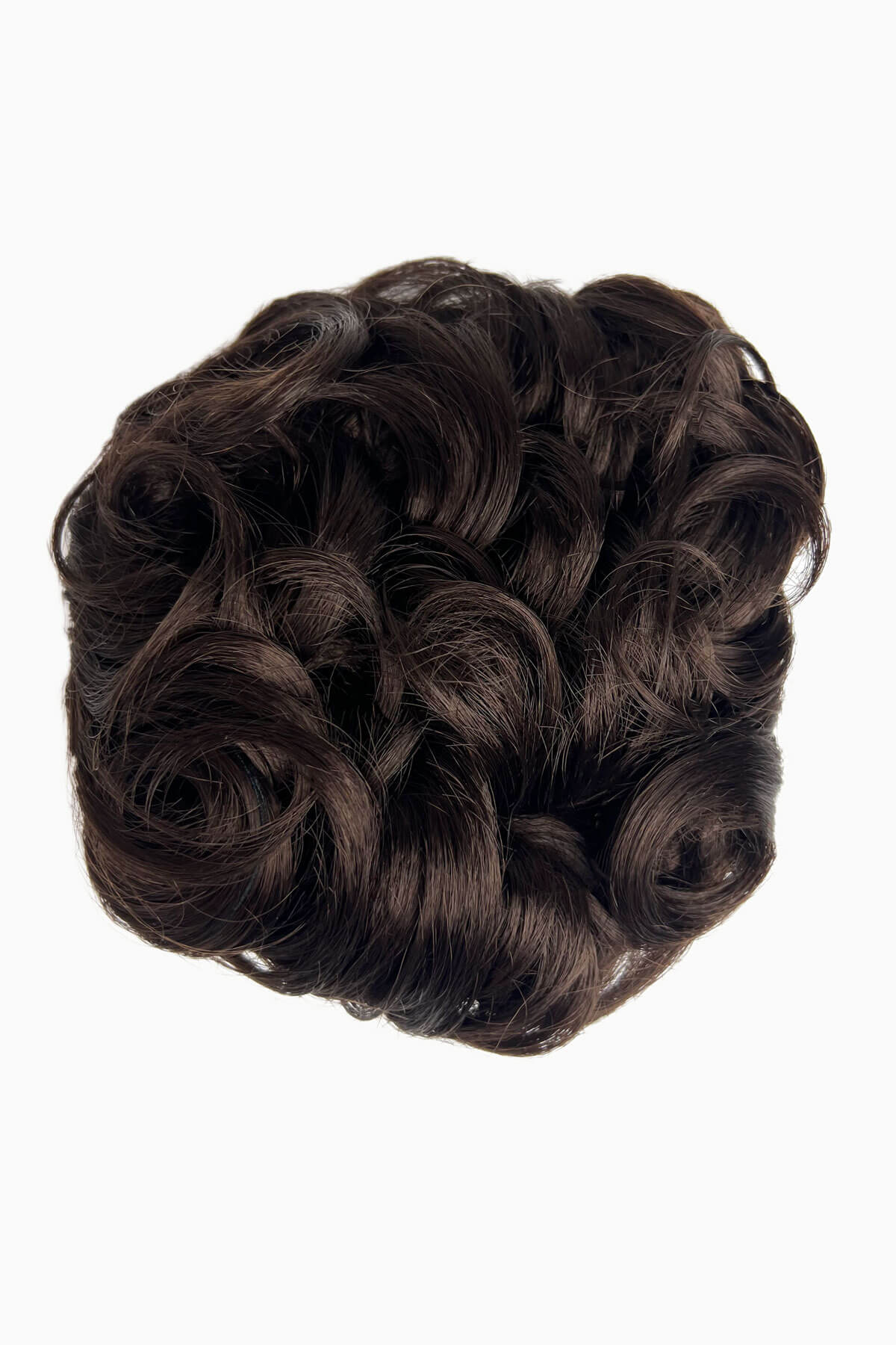 Brown hair bun on a white background. Hair poodle clip-in hairpiece bun vintage style 1950s: Lucille dark chocolate brown 6