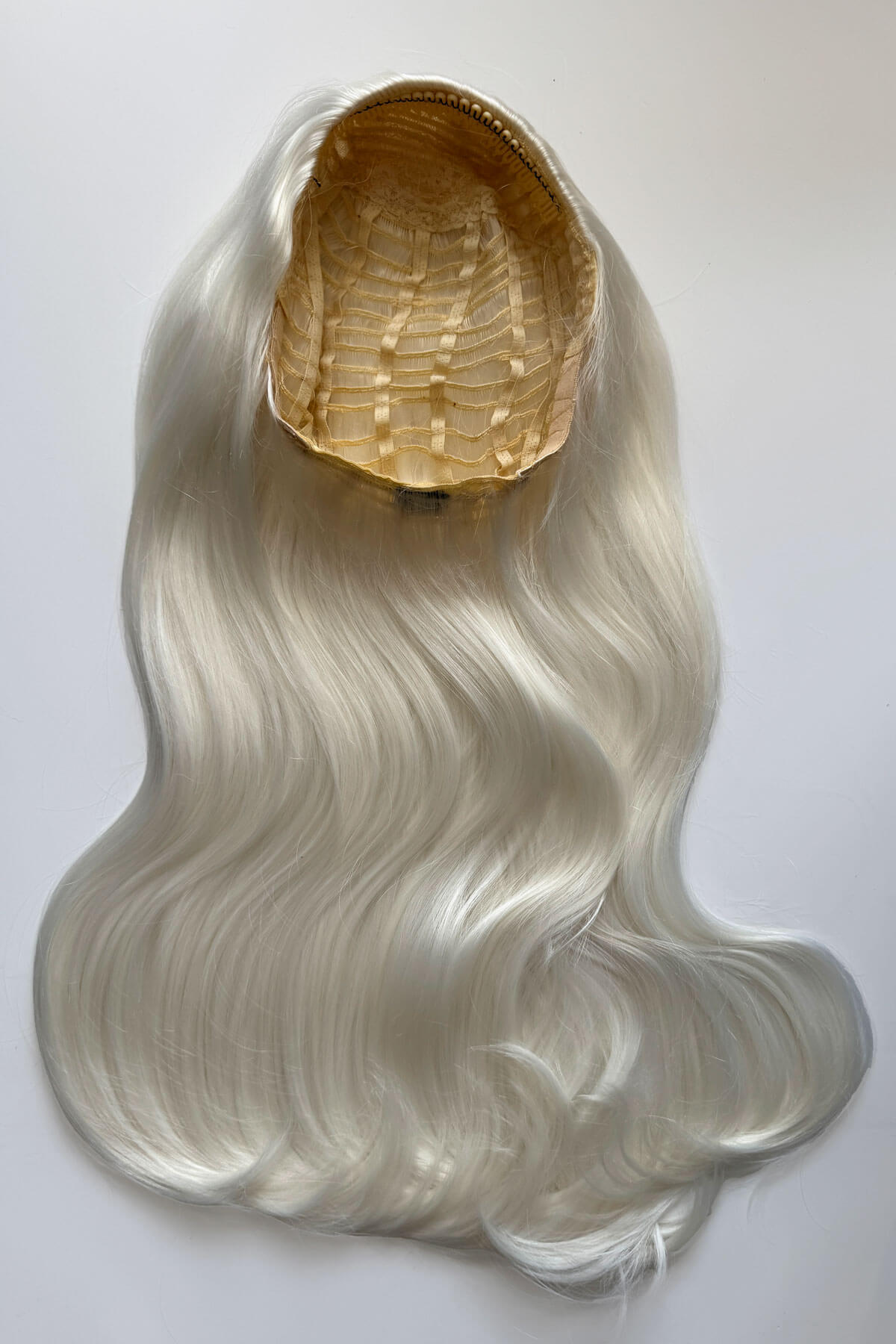 Long, platinum blonde half wig. Kate - Heat Styleable Extra Long, Gentle Wave Half Wig dark platinum blonde 1001