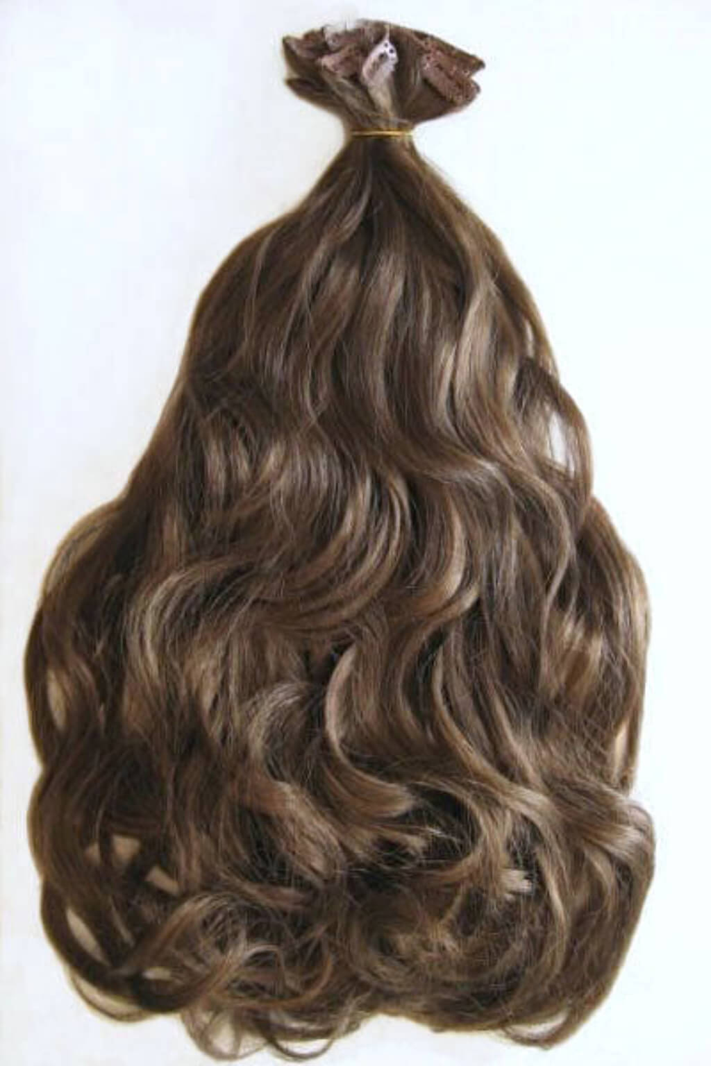 Clip-in hair extensions, wavy, 6 piece, full head, 150g, 24 inches long brown 10