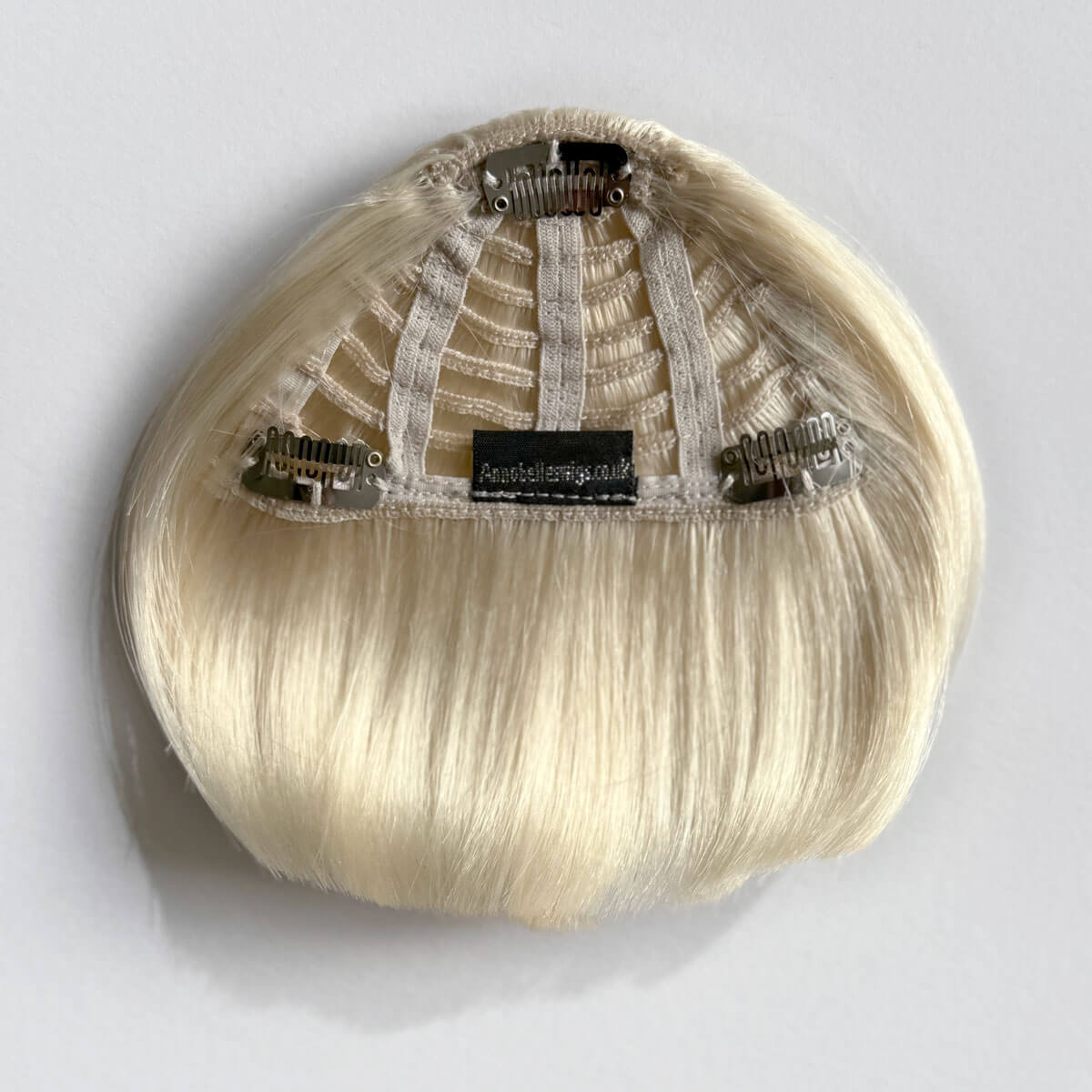 Clip-in fringe hairpiece/clip-in micro-bangs, thick, straight retro rockabilly style: Ida platinum 1001