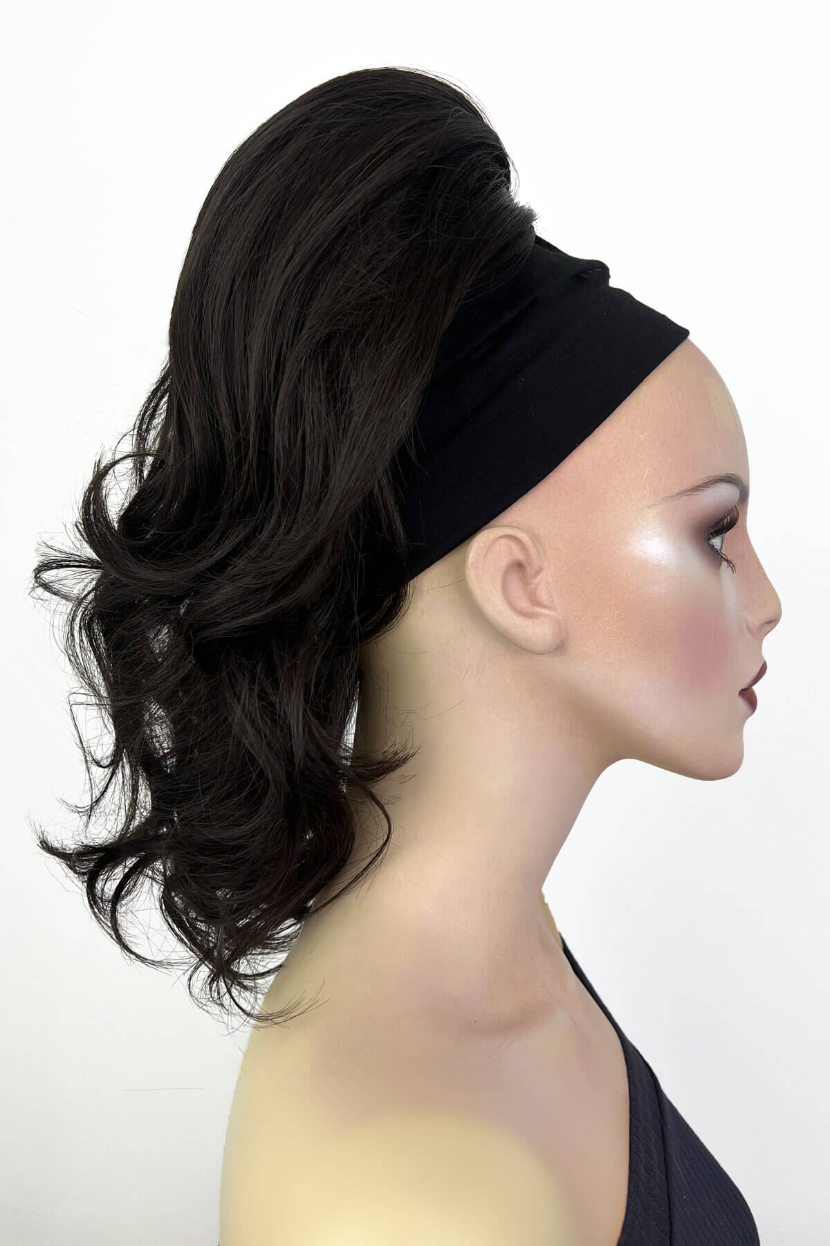 Curly ponytail extension clip-on hairpiece: Tulisa dark brown 4
