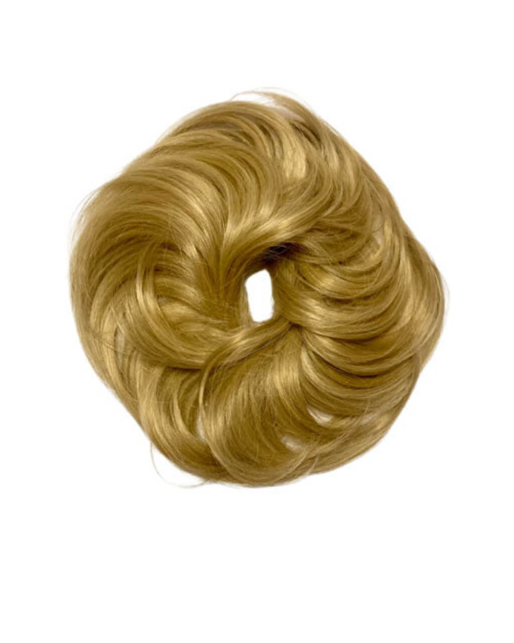 Blonde hair bun extension on a white background. Scrunchie bun hairpiece, easy updo messy bun: Betsy blonde 24BH613