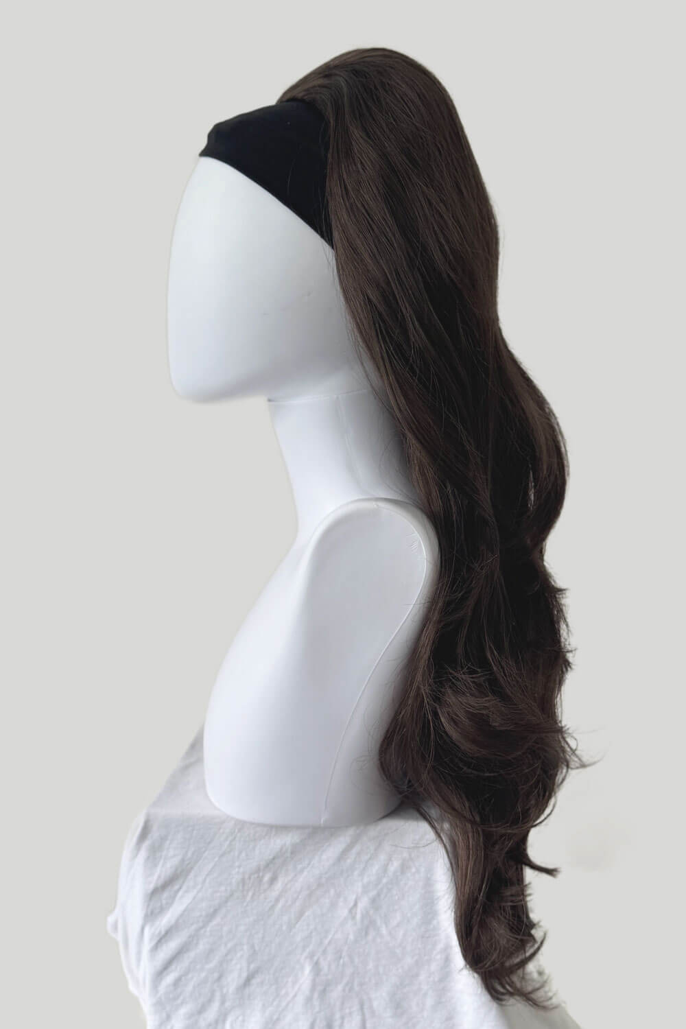 High crown long, wavy half wig and volume ring: Bardot chestnut brown 8