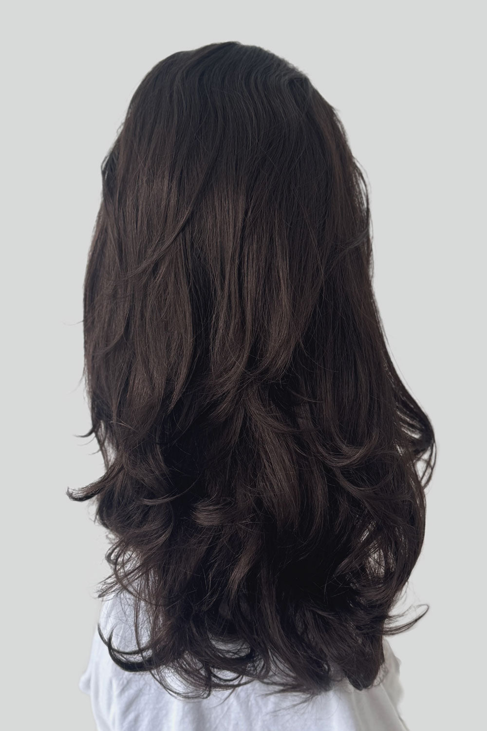 High crown long, wavy half wig and volume ring: Bardot chocolate brown 6