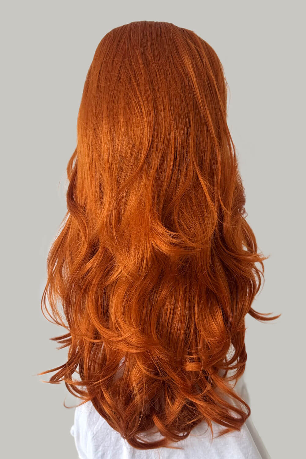 High crown long, wavy half wig and volume ring: Bardot ginger