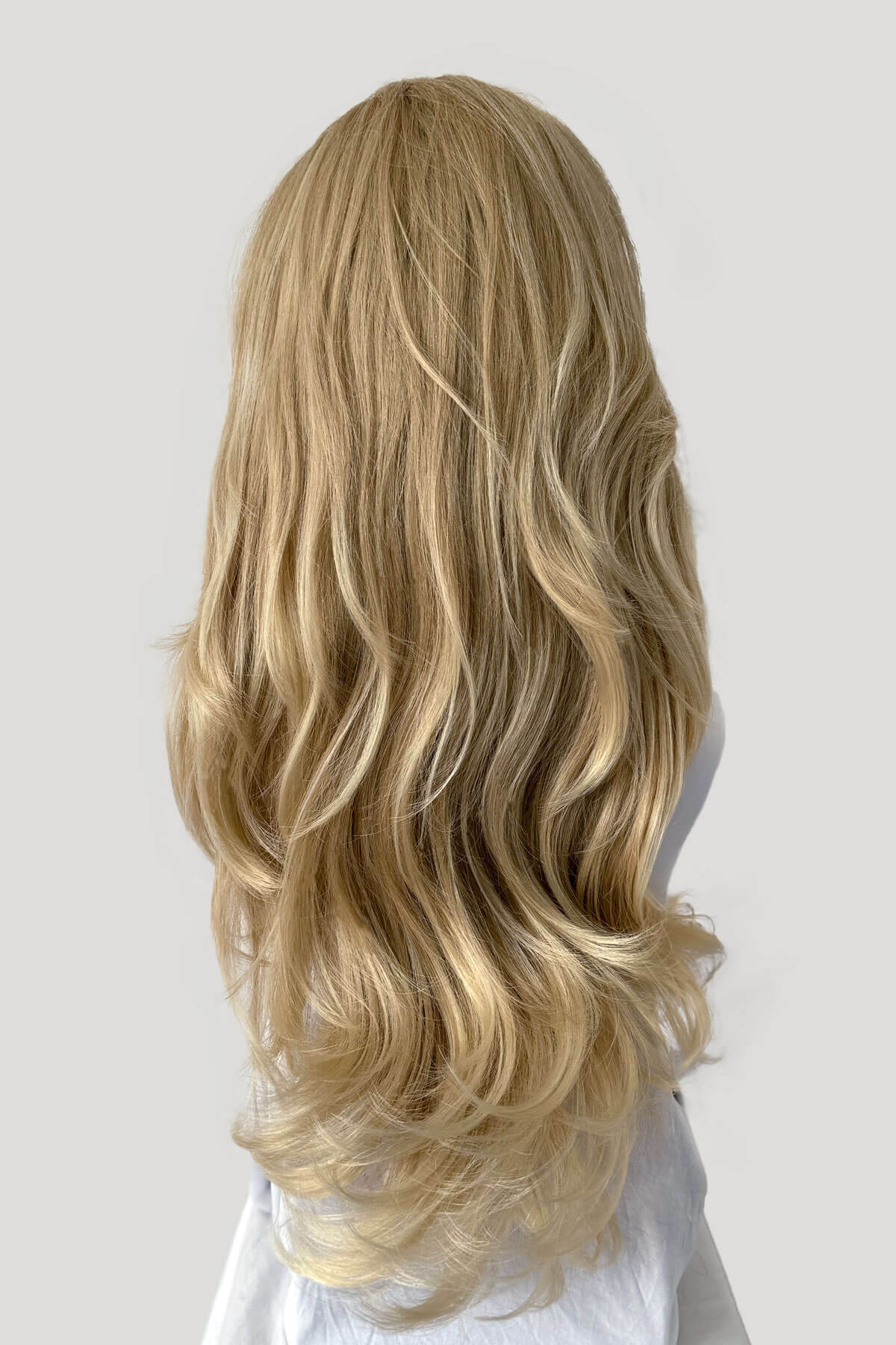 Long blonde half wig hairpiece (3/4 wig) loose curls: Frankii blonde 613T24