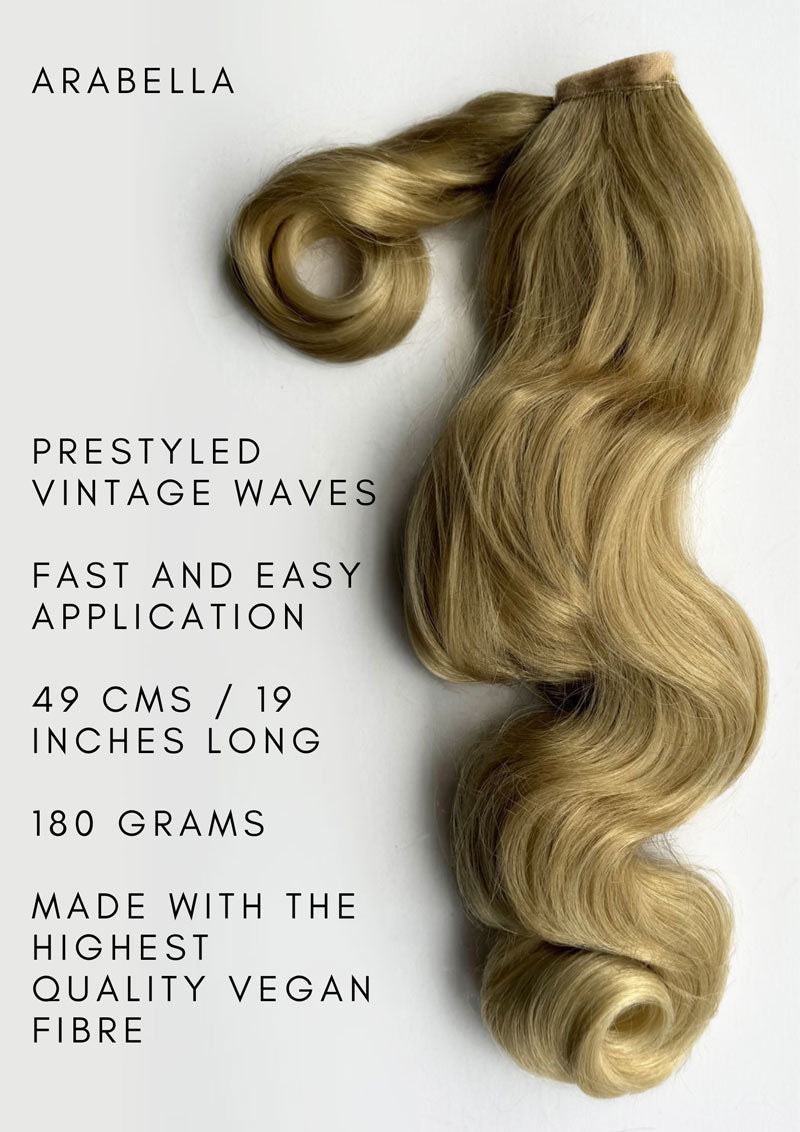 Retro style ponytail hairpiece, long with vintage waves: Arabella chestnut brown 8