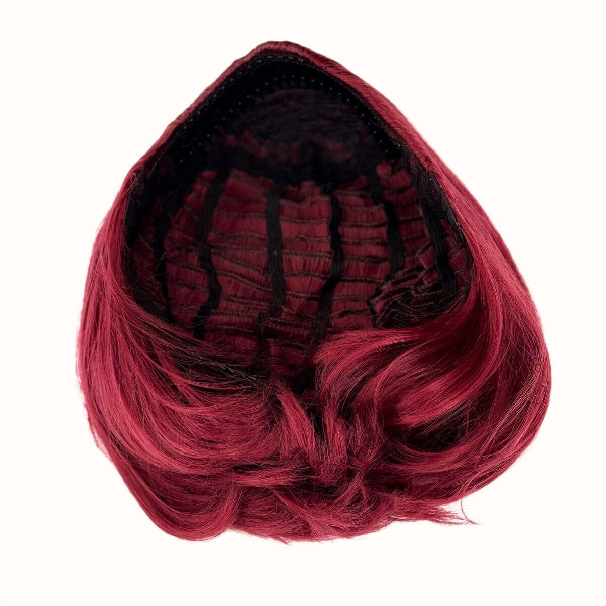 Red half wig on a white background. Bob half wig hairpiece, Flexihair: Amelie wine red 39