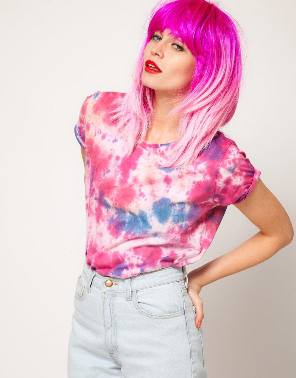 Pink dip dye wig (ombre), straight: Hetty