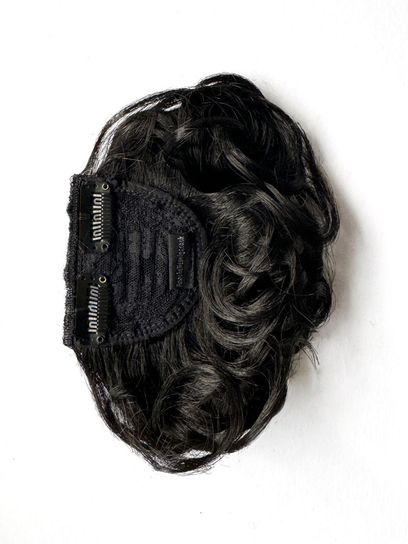 Curly 1940s style clip-in fringe hairpiece/clip-in bangs: Bunny black 1B