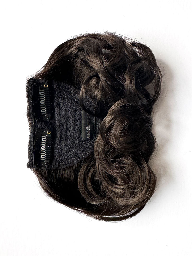 Curly 1940s style clip-in fringe hairpiece/clip-in bangs: Bunny brown 4