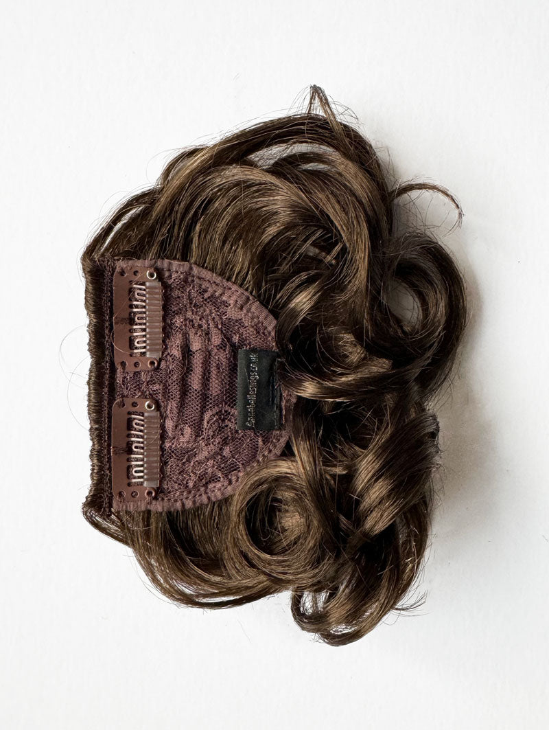 Curly 1940s style clip-in fringe hairpiece/clip-in bangs: Bunny chestnut brown 8