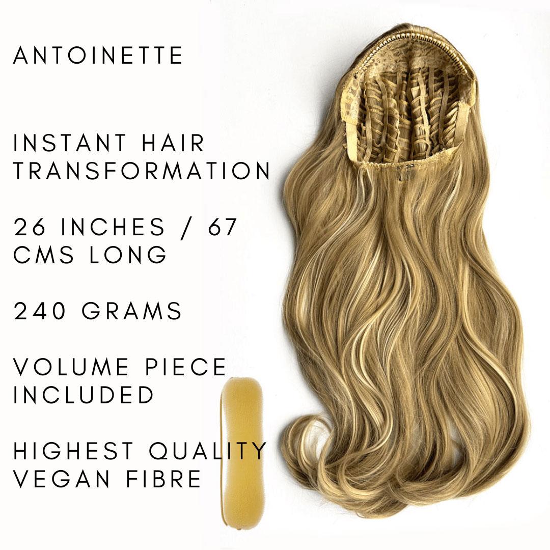 Heat styleable half wig hairpiece, long wavy, Flexihair: Antoinette blonde 24H613 info