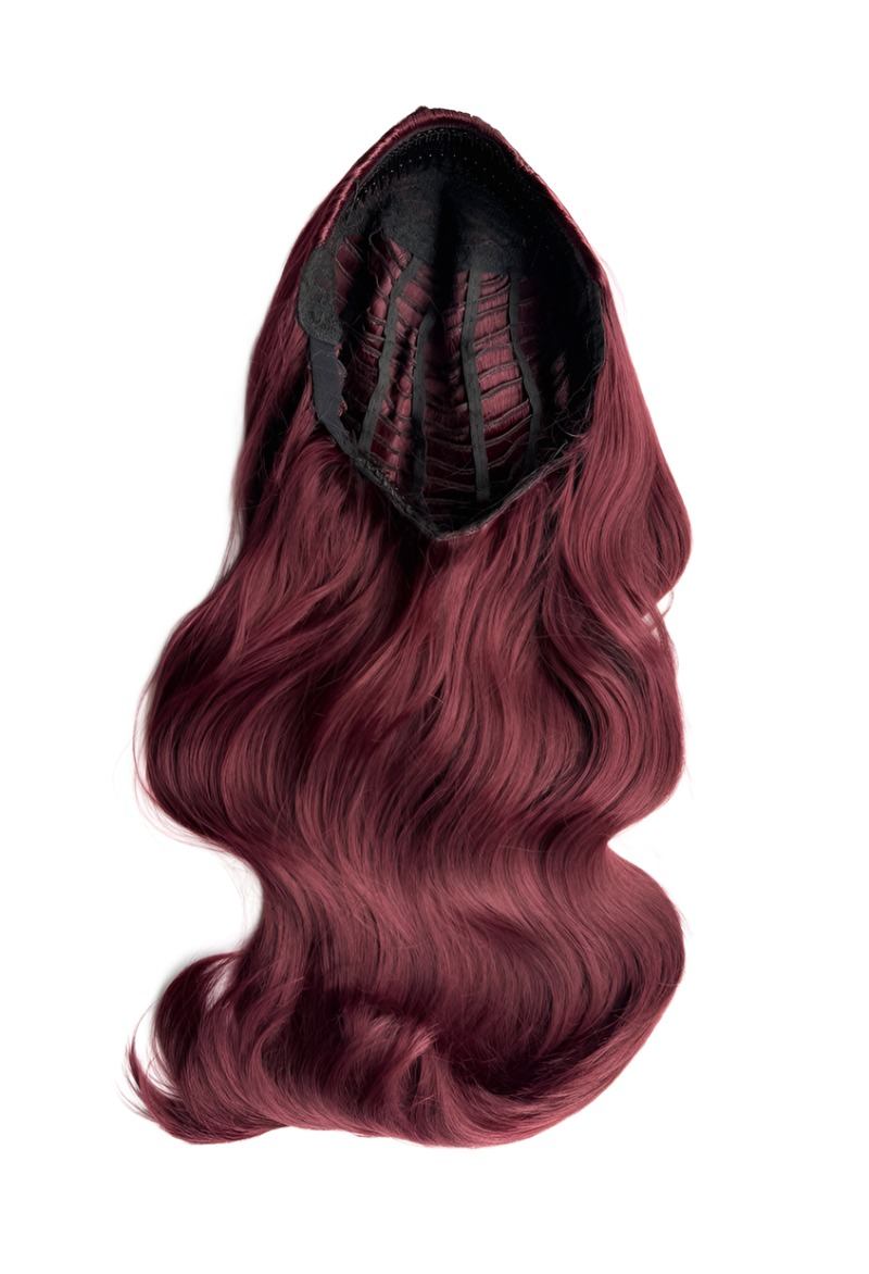 Heat styleable half wig hairpiece, long wavy, Flexihair: Antoinette cherry red 39