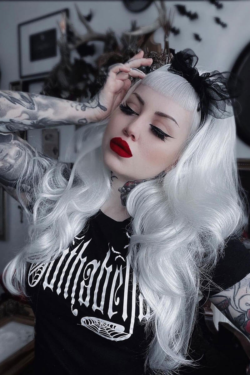 High crown long, wavy half wig and volume ring: Bardot platinum blonde 1001