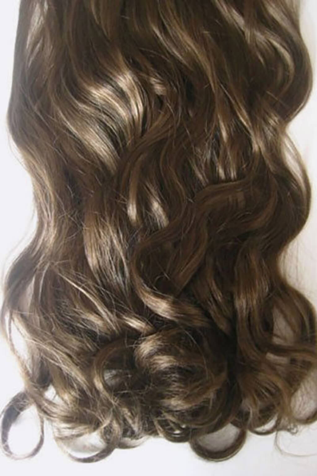 Clip-in hair extensions, wavy, 6 piece, full head, 150g, 24 inches long brown 10