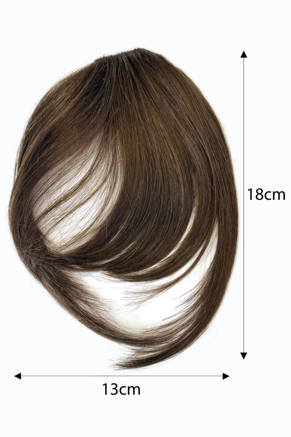 Clip in fringe hairpiece/clip-in bangs, gently feathered with face framing whisps: Delia chestnut brown 8