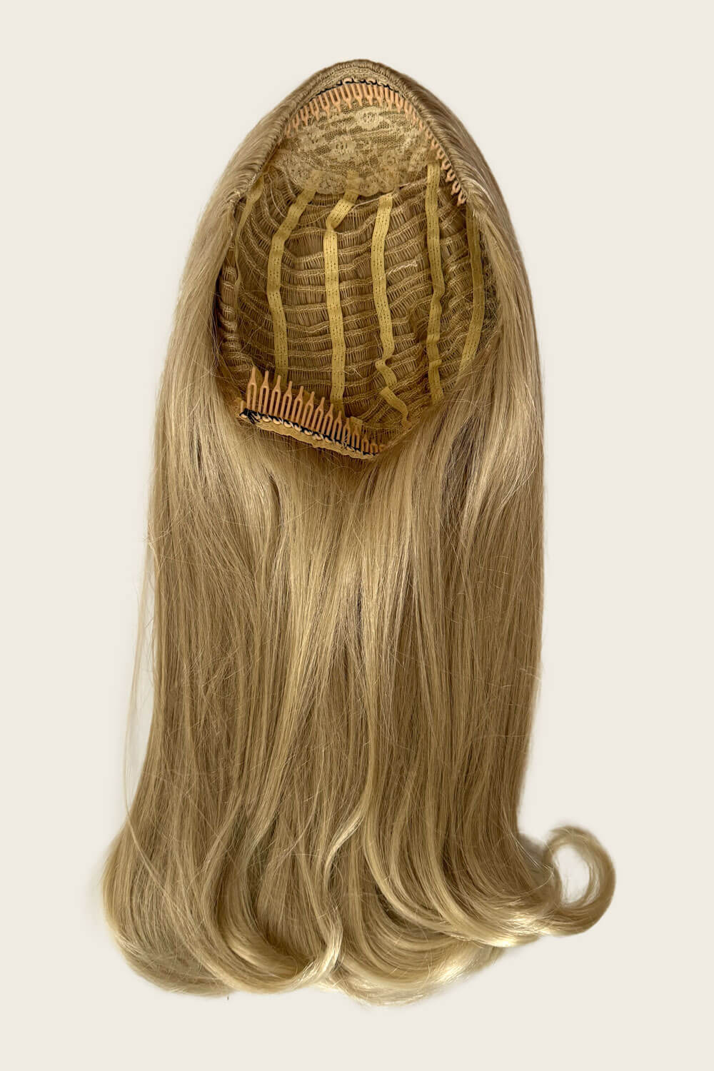 1960s Retro high crown, half wig hairpiece, long with hair flip: Priscilla blonde 613T24