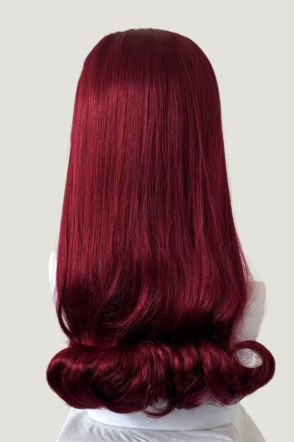 1960s Retro high crown, half wig hairpiece, long with hair flip: Priscilla cherry red 39