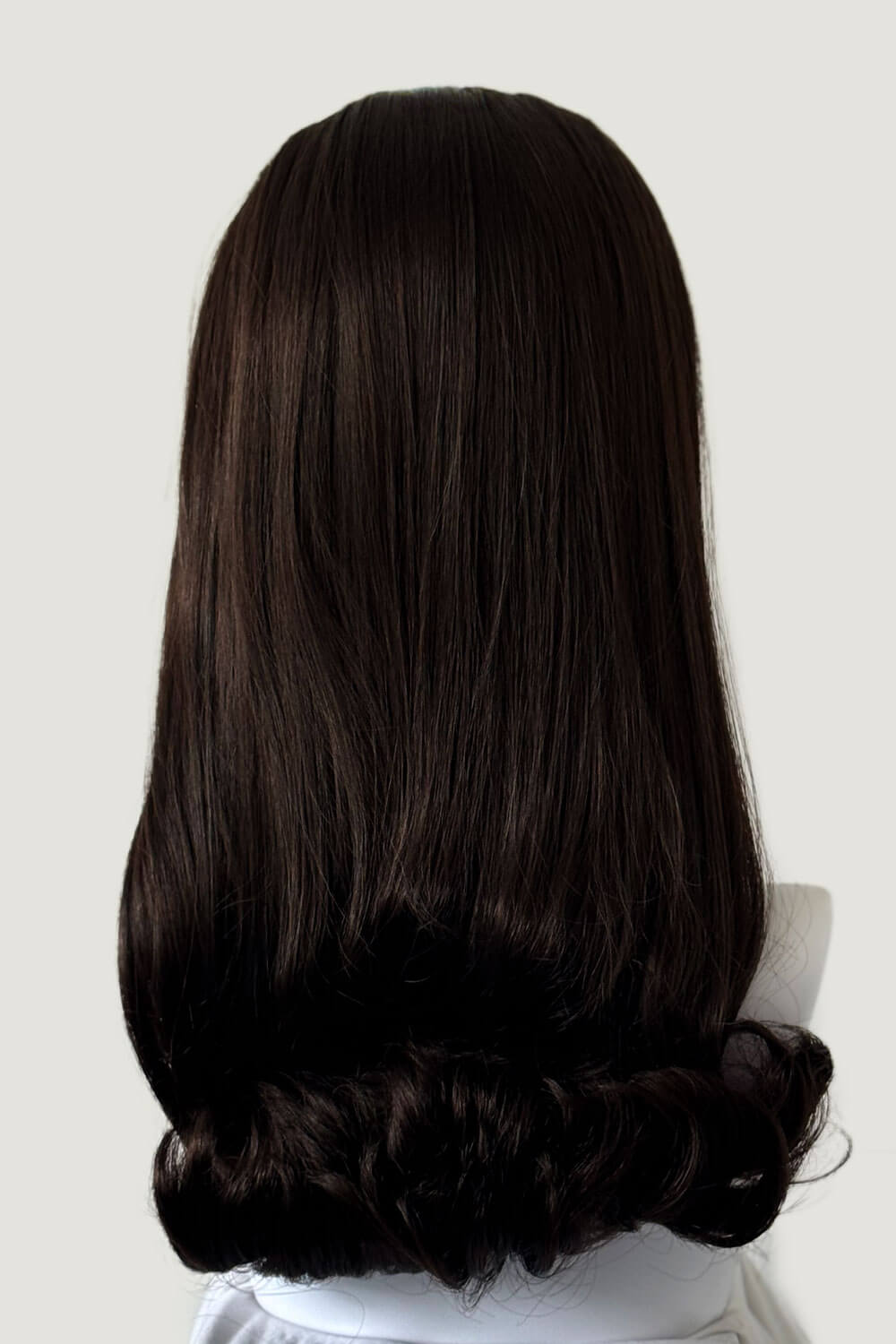 1960s Retro high crown, half wig hairpiece, long with hair flip: Priscilla chocolate brown 6