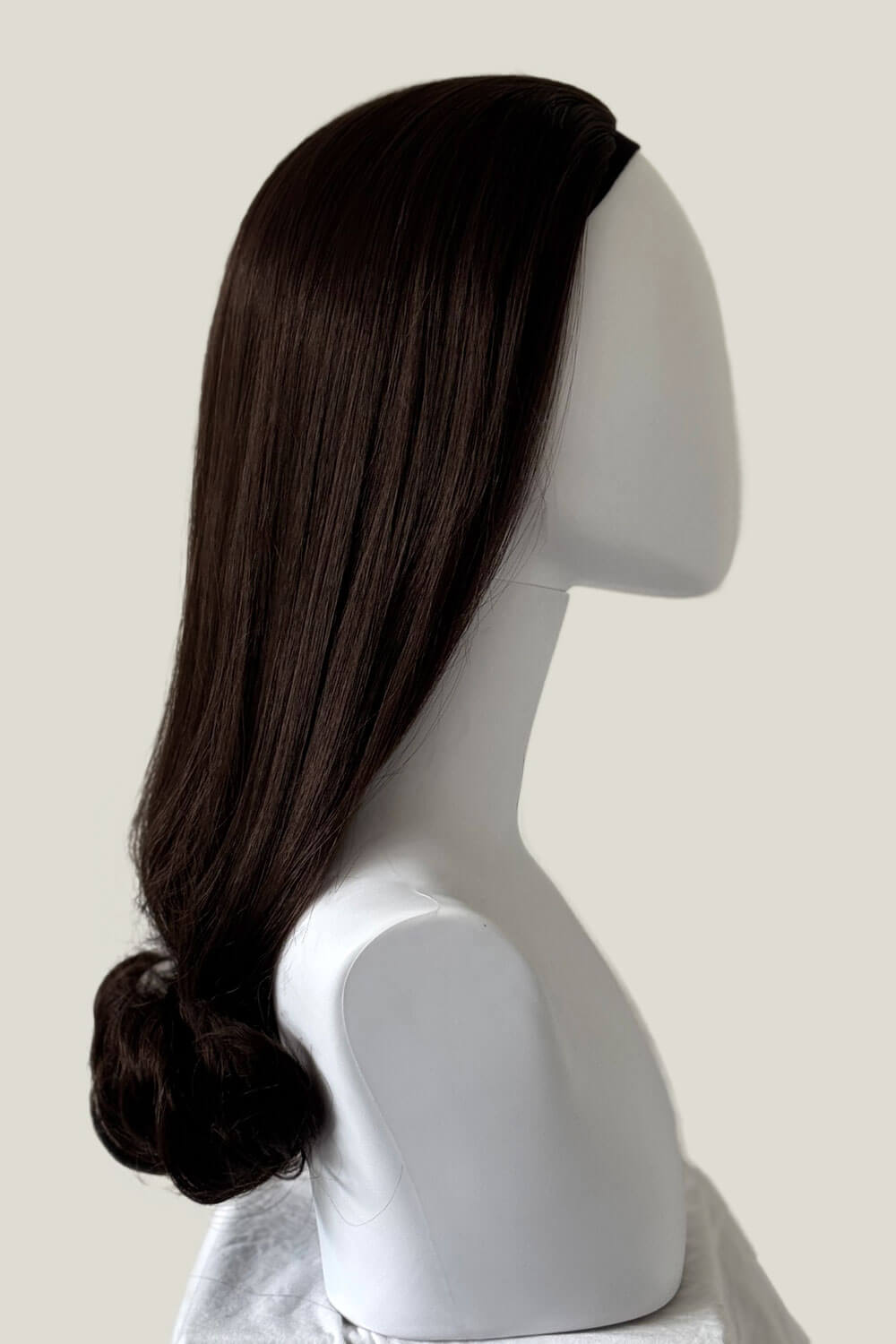 1960s Retro high crown, half wig hairpiece, long with hair flip: Priscilla chocolate brown 6