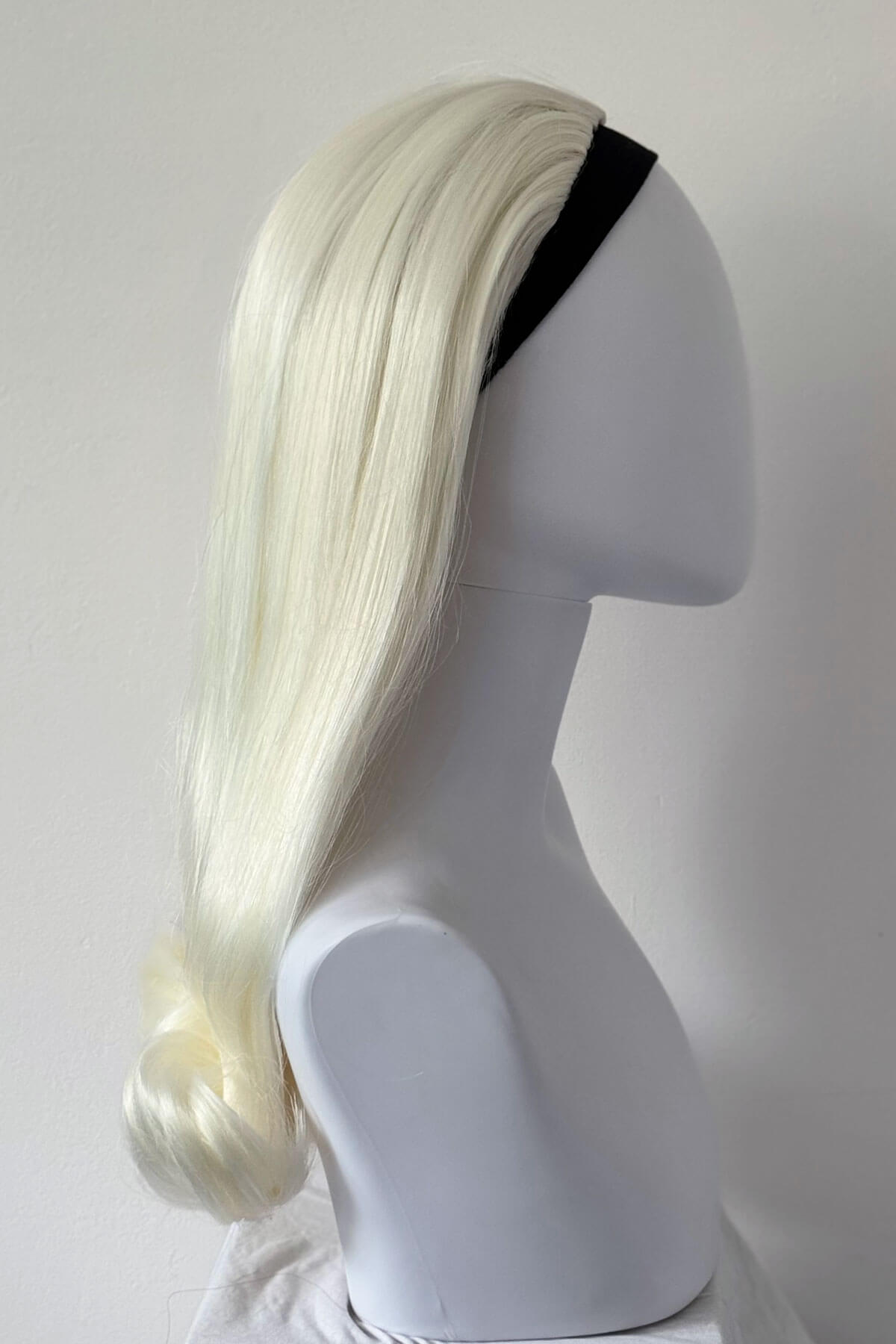 1960s Retro high crown, half wig hairpiece, long with hair flip: Priscilla platinum blonde 1001