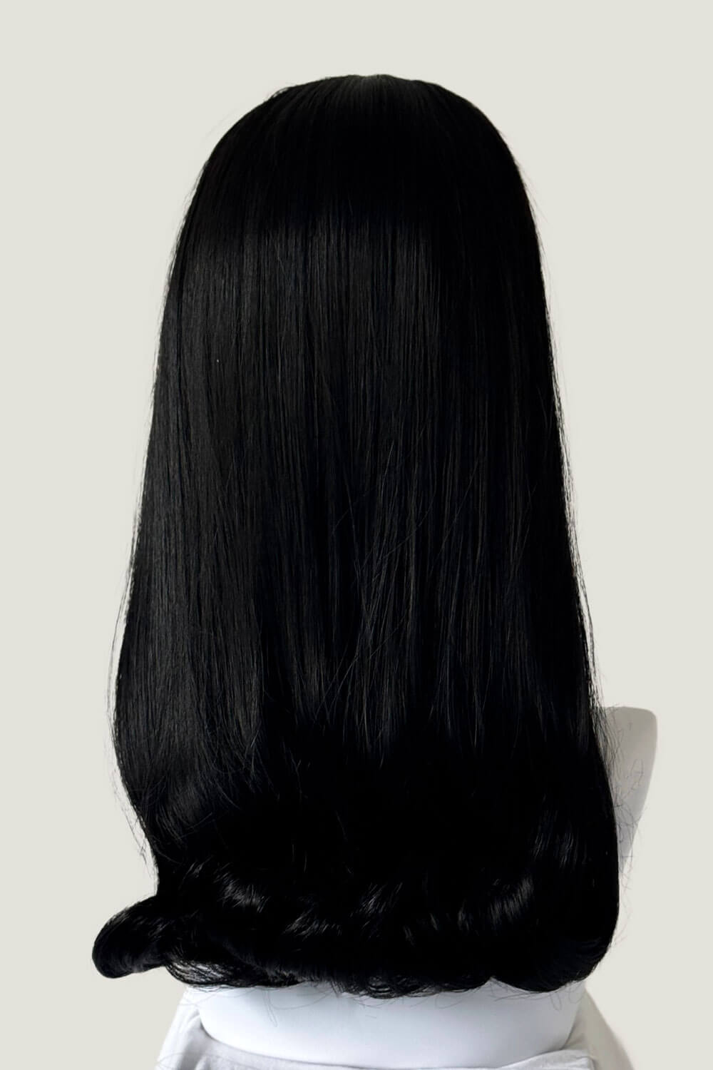 1960s Retro high crown, half wig hairpiece, long with hair flip: Priscilla black 1b