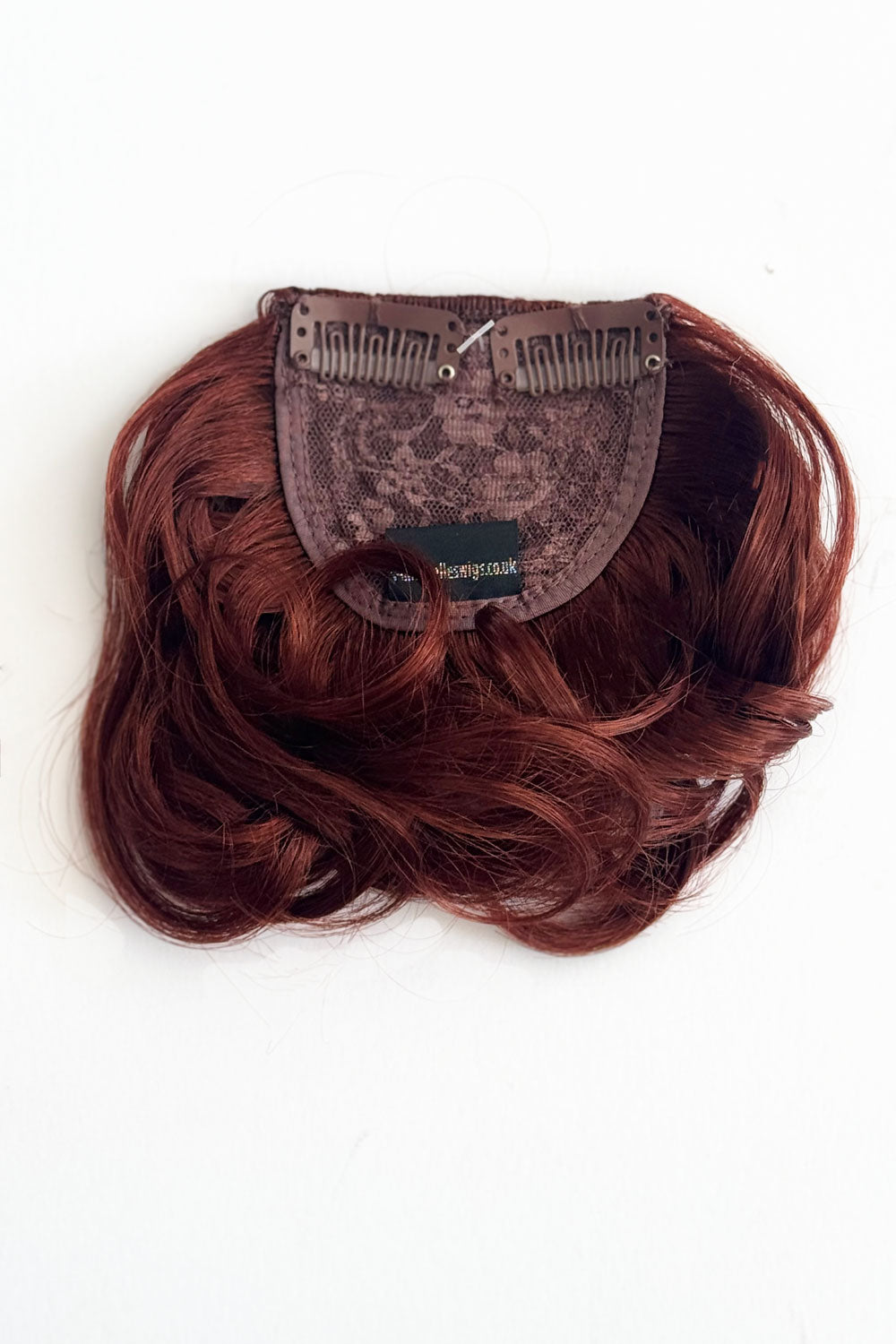 Curly 1940s style clip-in fringe hairpiece/clip-in bangs: Bunny copper red 130