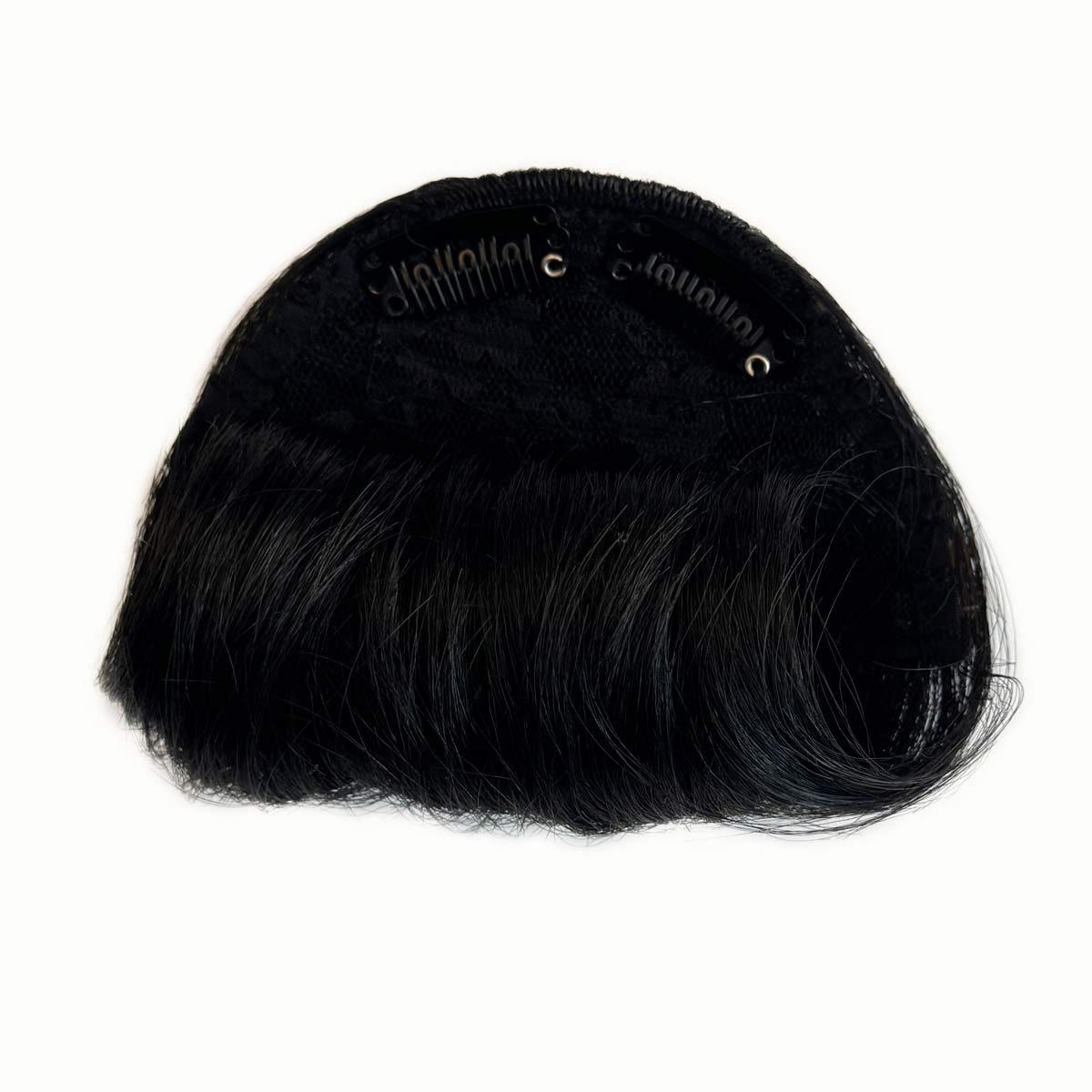 Black hairpiece on a white background. Victory roll fringe/bangs, 1950s vintage style: Rosa black 1b
