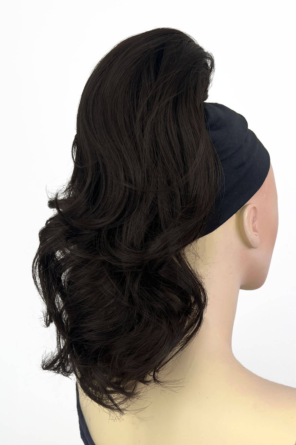 Curly ponytail extension clip-on hairpiece: Tulisa dark brown 4