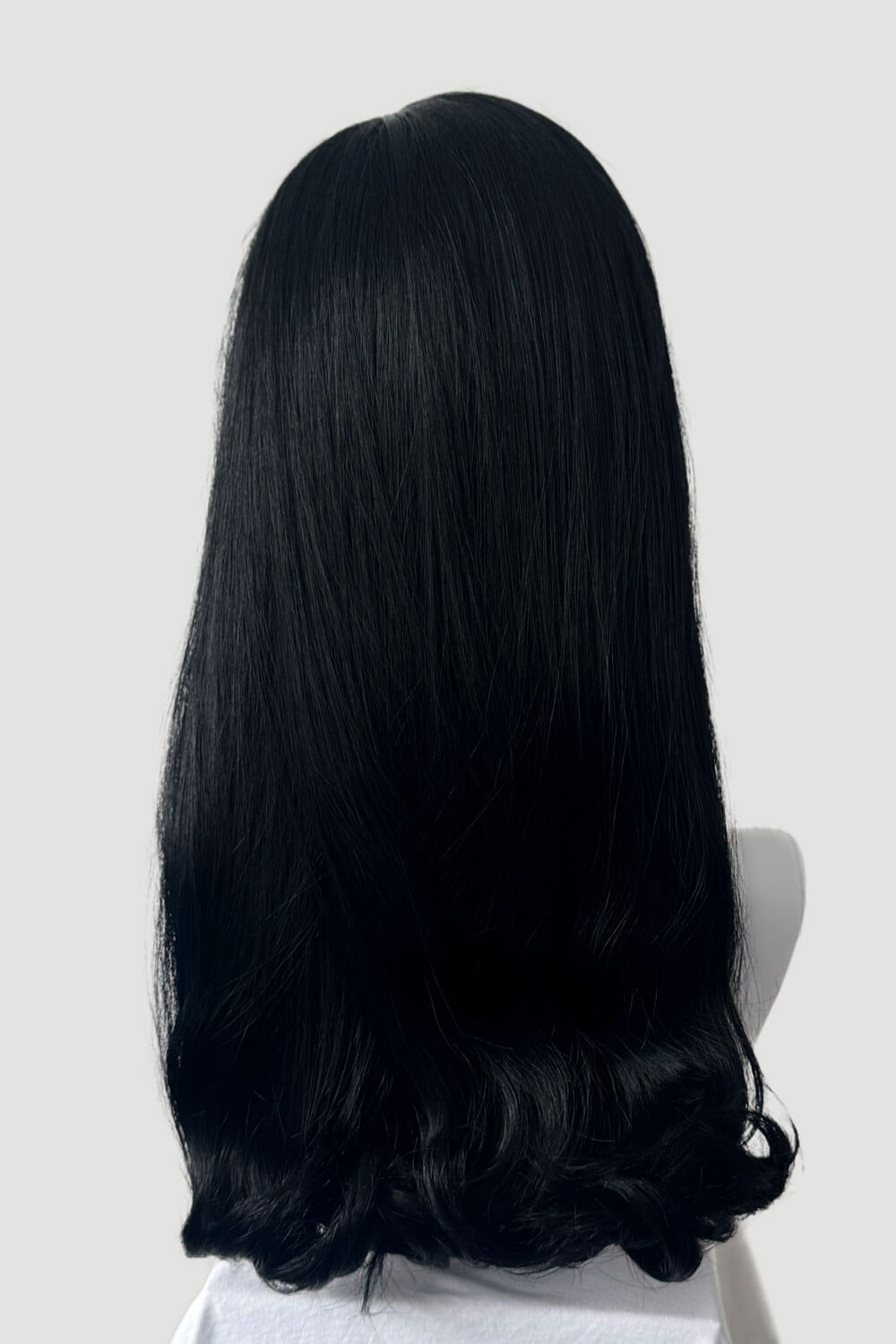 1960s Retro high crown, half wig hairpiece, long with hair flip: Priscilla jet black 1