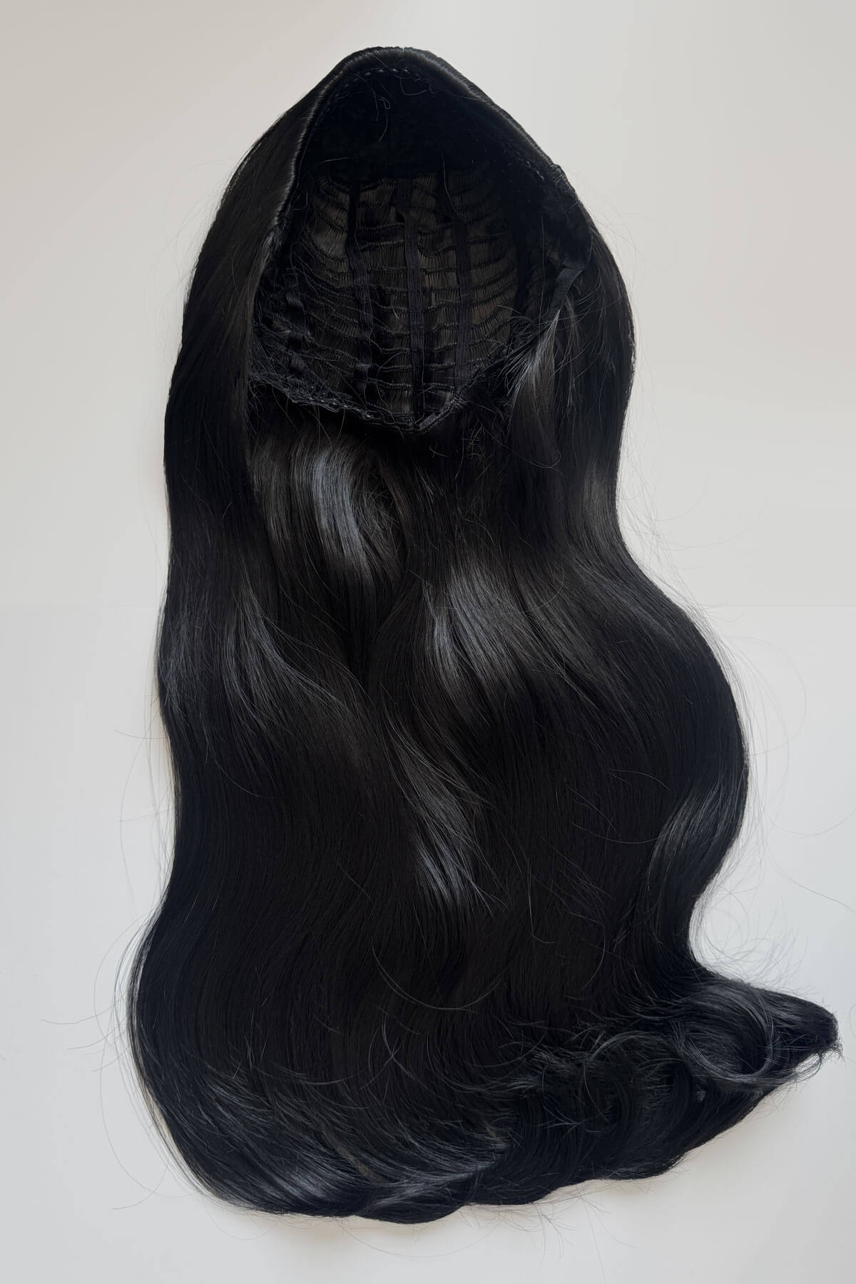 Black half wig. Kate - Heat Styleable Extra Long, Gentle Wave Half Wig black 1B