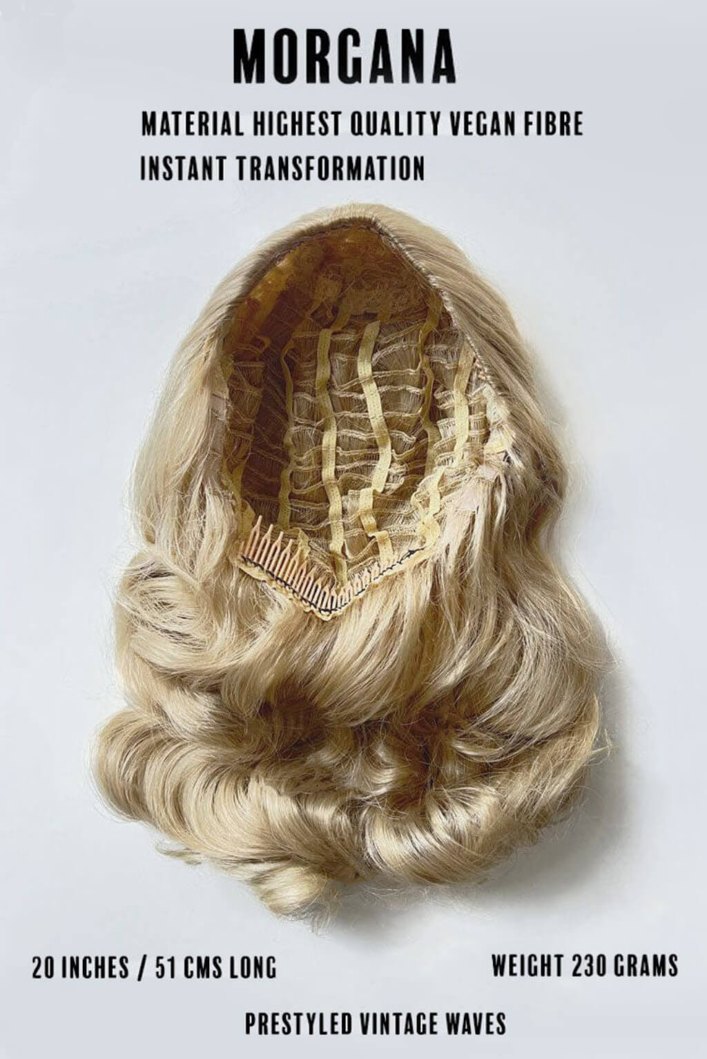 1950s style half wig hairpiece with beautiful waves: Morgana - Info image
