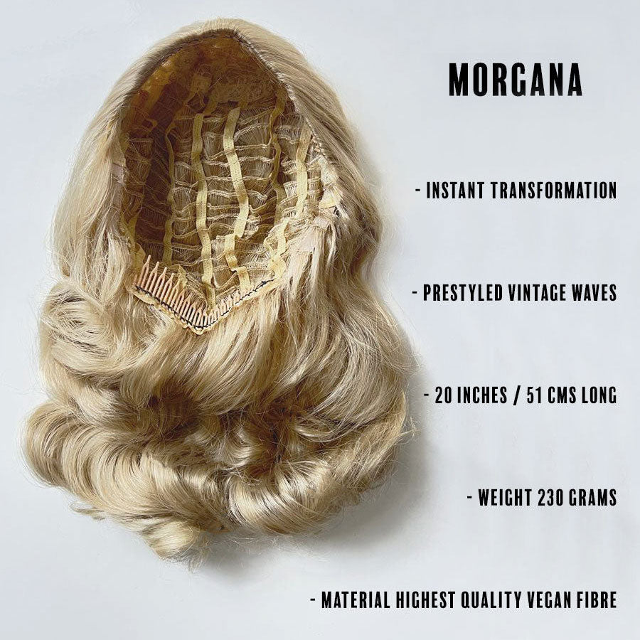 1950s style half wig hairpiece with beautiful waves: Morgana ginger