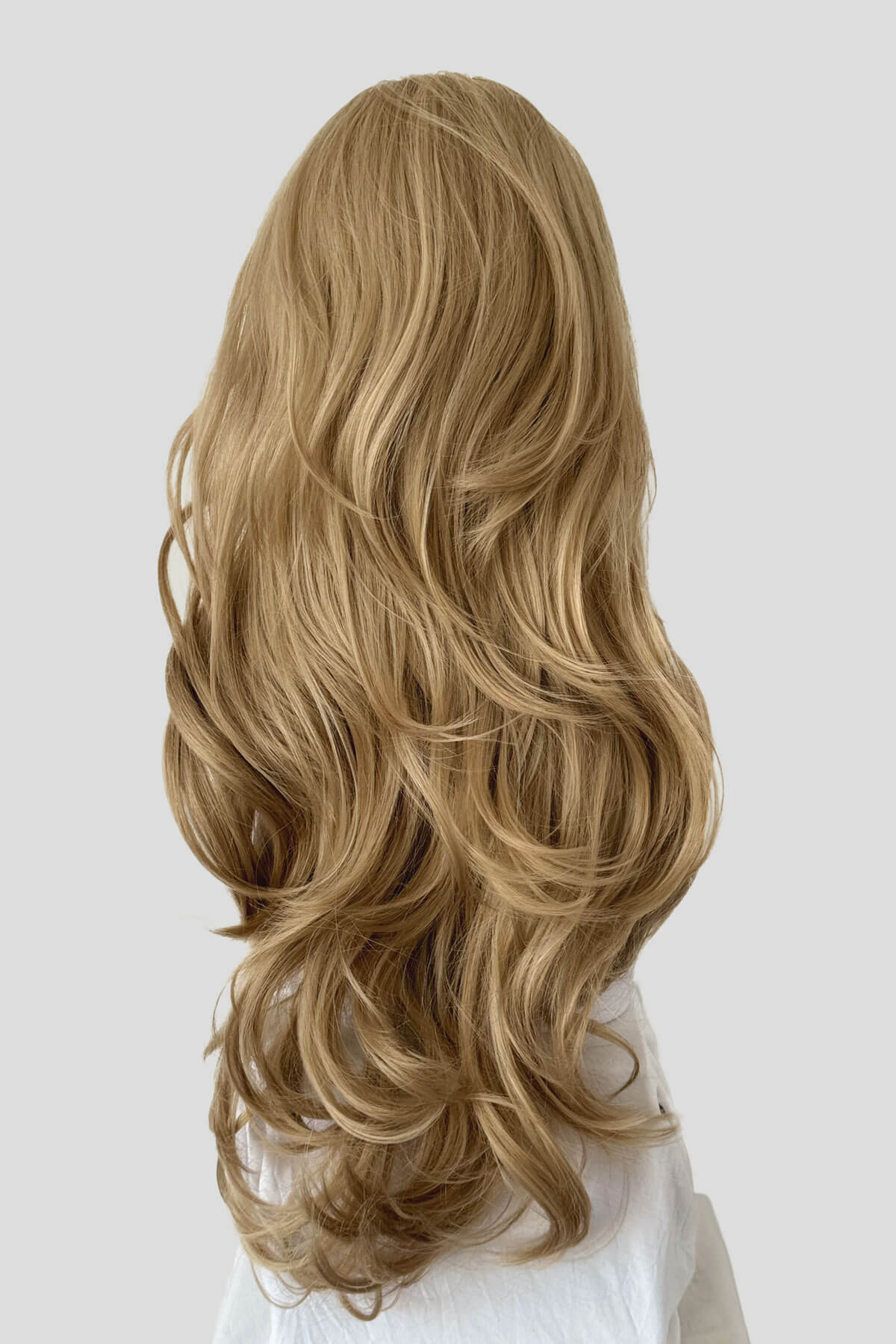 Long blonde half wig hairpiece (3/4 wig) loose curls: Frankii blonde 24H613