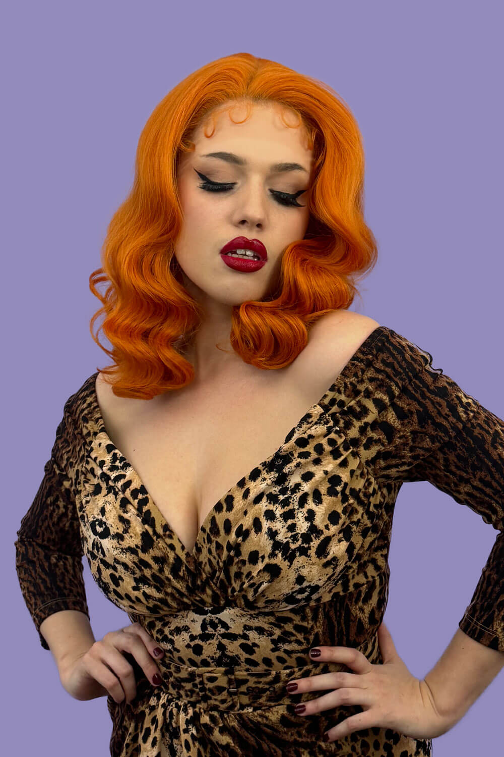 Ginger pinup lace front wig, Dita Von Teese style vintage style wig with finger waves Lula