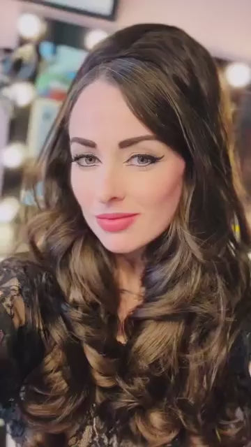 High crown long, wavy half wig and volume ring: Bardot chestnut brown 8