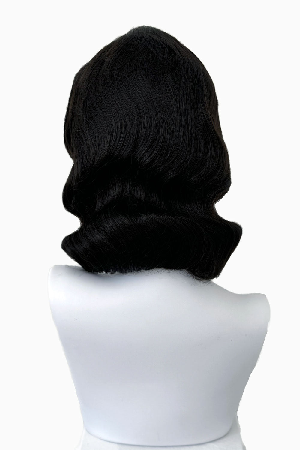 Brown 1940s pinup style wig, with finger waves: Honey dark brown 4