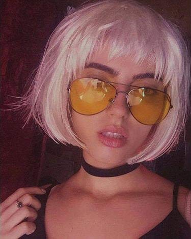 Short pink bob wig (ombre: pale pink and platinum): Louisa