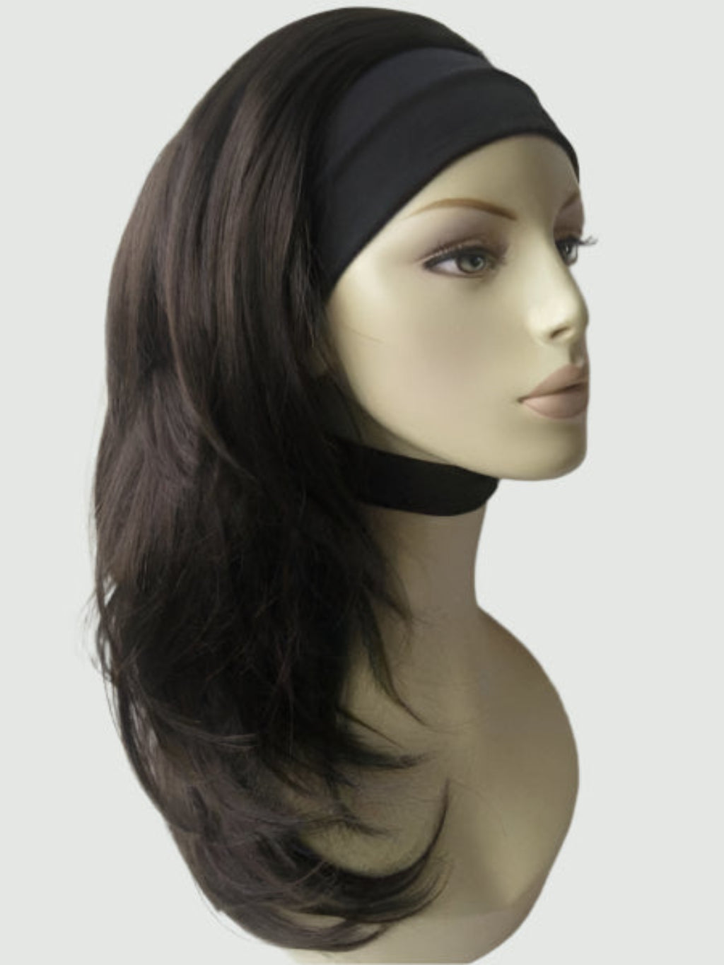 Brown half wig hairpiece (3/4 wig), gently layered: Briar dark brown 4
